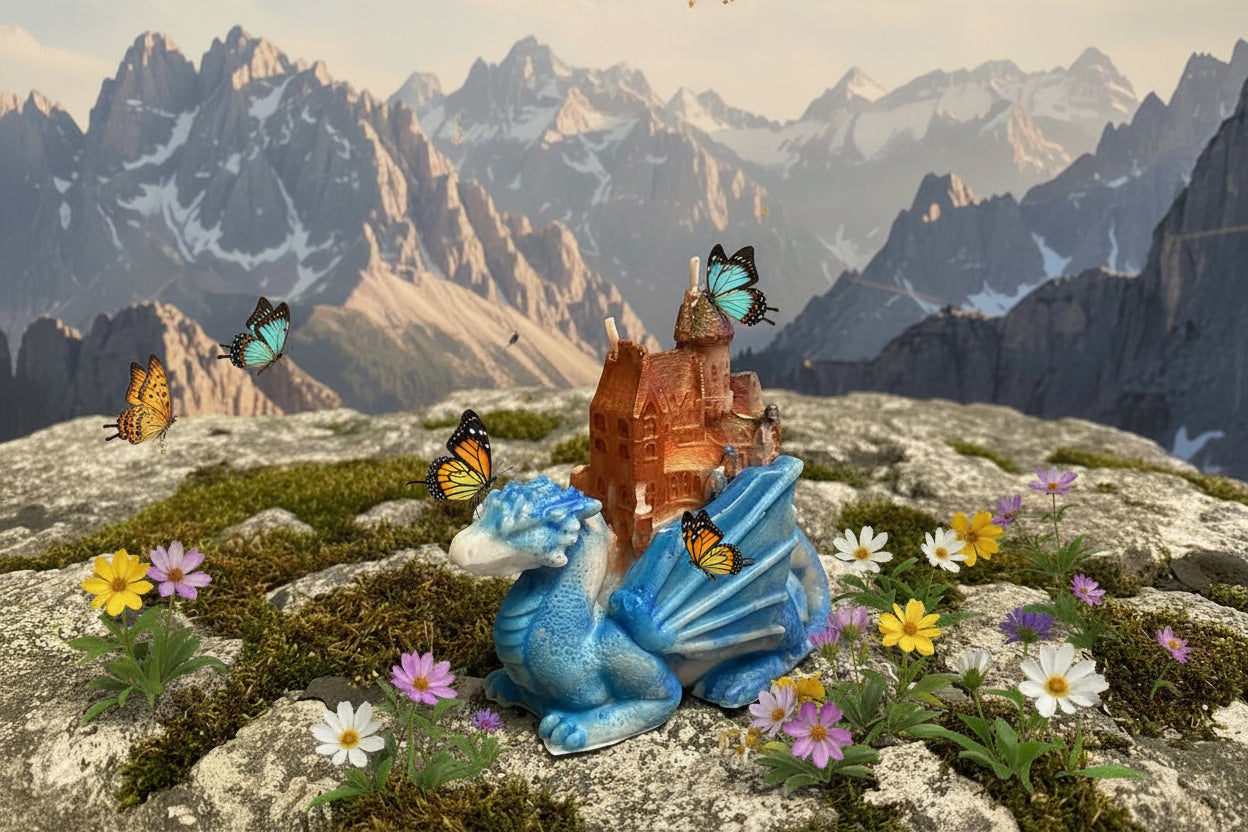 Dragon with castle